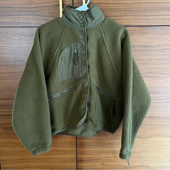 NWT FP Movement Free People Hit The Slopes Fleece Jacket Army Green XS - Picture 7 of 12